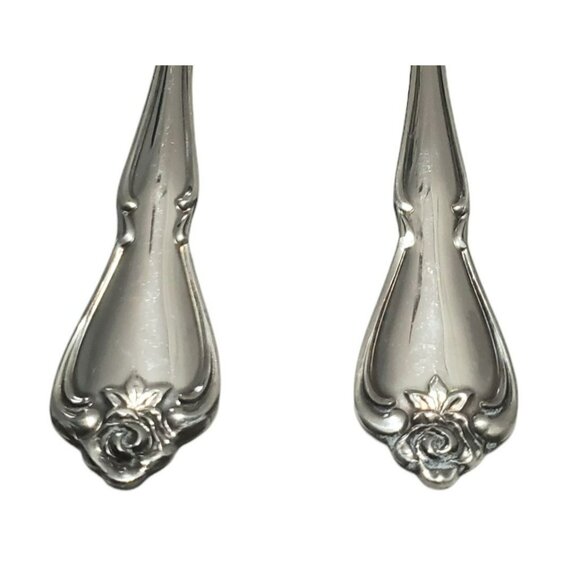 Oneida Rogers True Arbor Rose 2 Oval Soup Spoons Stainless Replacement Flatware - Picture 5 of 7